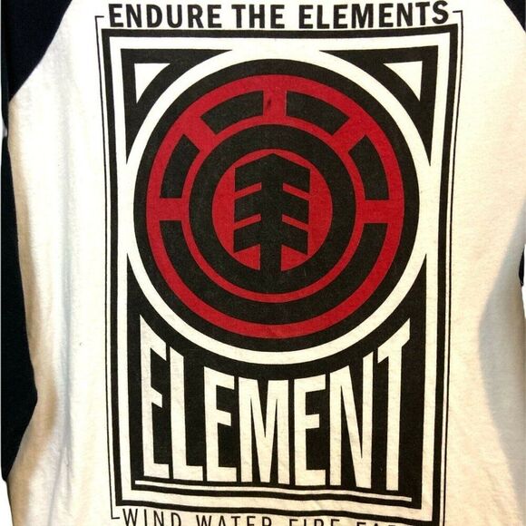 #3670 Elements  black and white 3/4sleeve knit tshirt size S - Picture 2 of 6